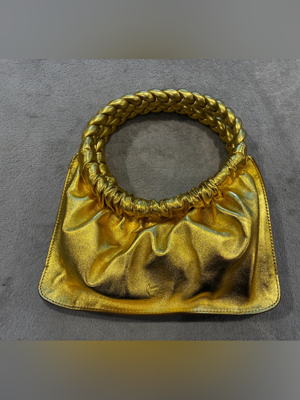 Christian Louboutin Metallic Gold Braided Handle Women's Shoulder Bag